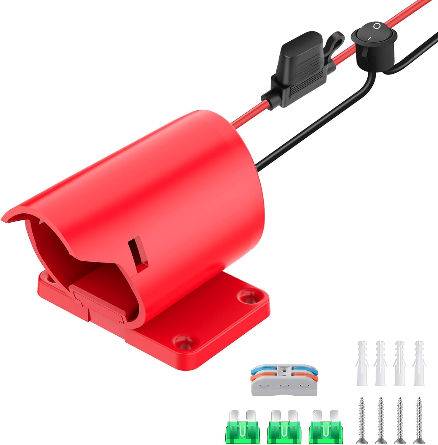 1-Pack Milwaukee M12 Battery Adapter Conversion Kit with Switch & Fuse - 12V Power Connector for DIY RC Cars and Robotics