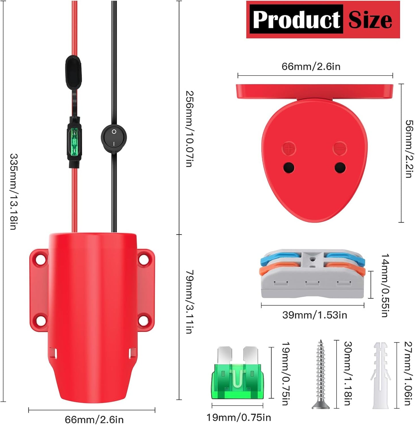 1-Pack Milwaukee M12 Battery Adapter Conversion Kit with Switch & Fuse - 12V Power Connector for DIY RC Cars and Robotics