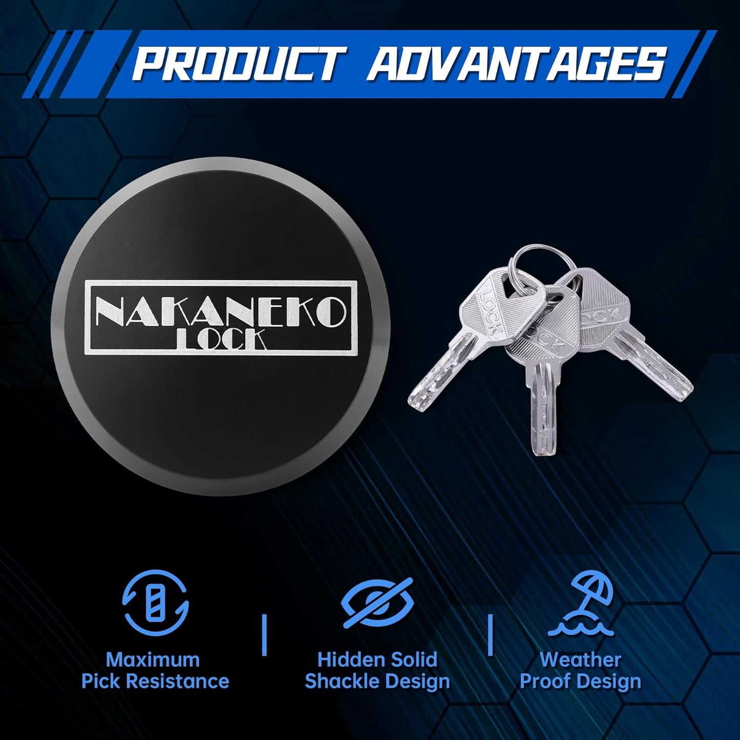 1 Pack NAKANEKO Hidden Shackle Padlock Heavy Duty Trailer Door Lock Set - Keyed Alike, Anti-Theft, Solid Aluminum 2-7/8 - WildKart