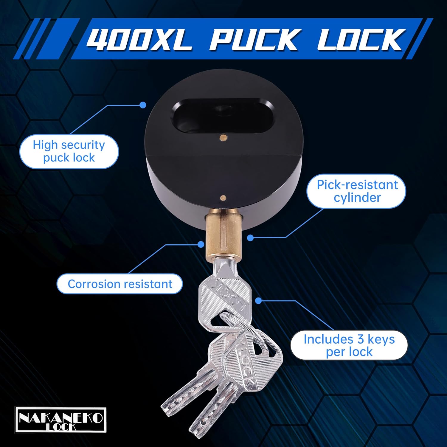 1 Pack NAKANEKO Hidden Shackle Padlock Heavy Duty Trailer Door Lock Set - Keyed Alike, Anti-Theft, Solid Aluminum 2-7/8 - WildKart