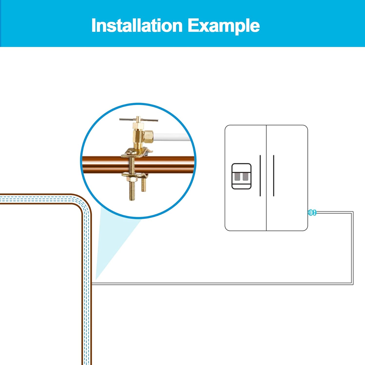 1 Pack PURENAT Self Piercing Saddle Valve with 1/4" Compression Outlet Brass Needle Valve for 3/8" to 1-6/15" Copper Pipe Installation