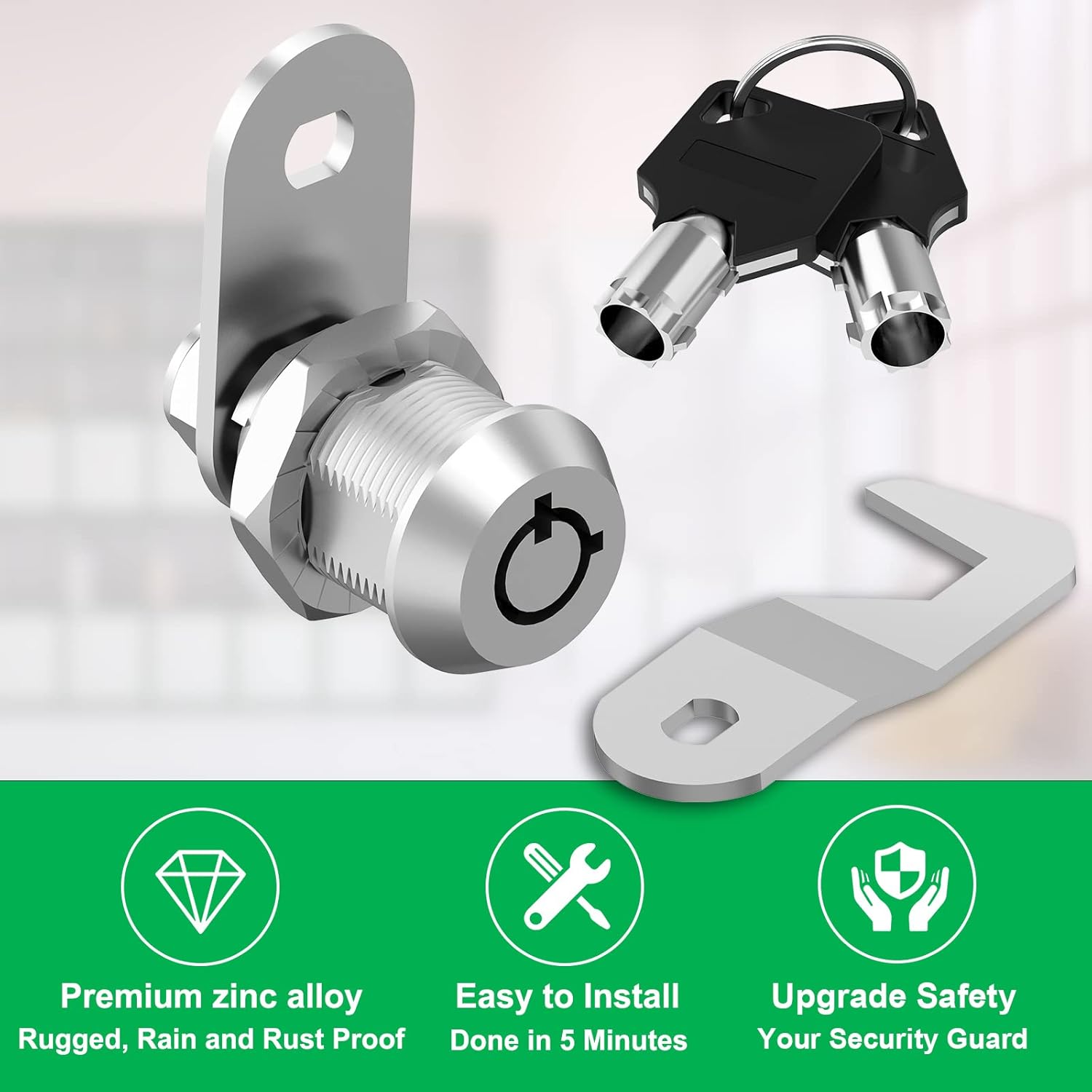 1 Pack RV Storage Lock 5/8" Cam Lock Keyed Alike - Mailbox & Toolbox Replacement - Zinc Alloy - File Cabinet & Camper Door Lock