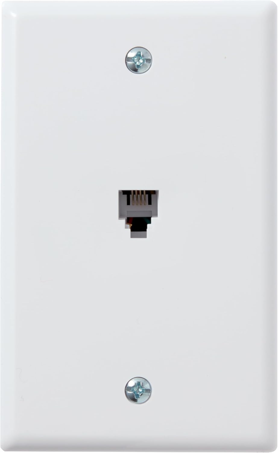 1-Pack White Surface Phone Jack Plate by Newhouse Hardware