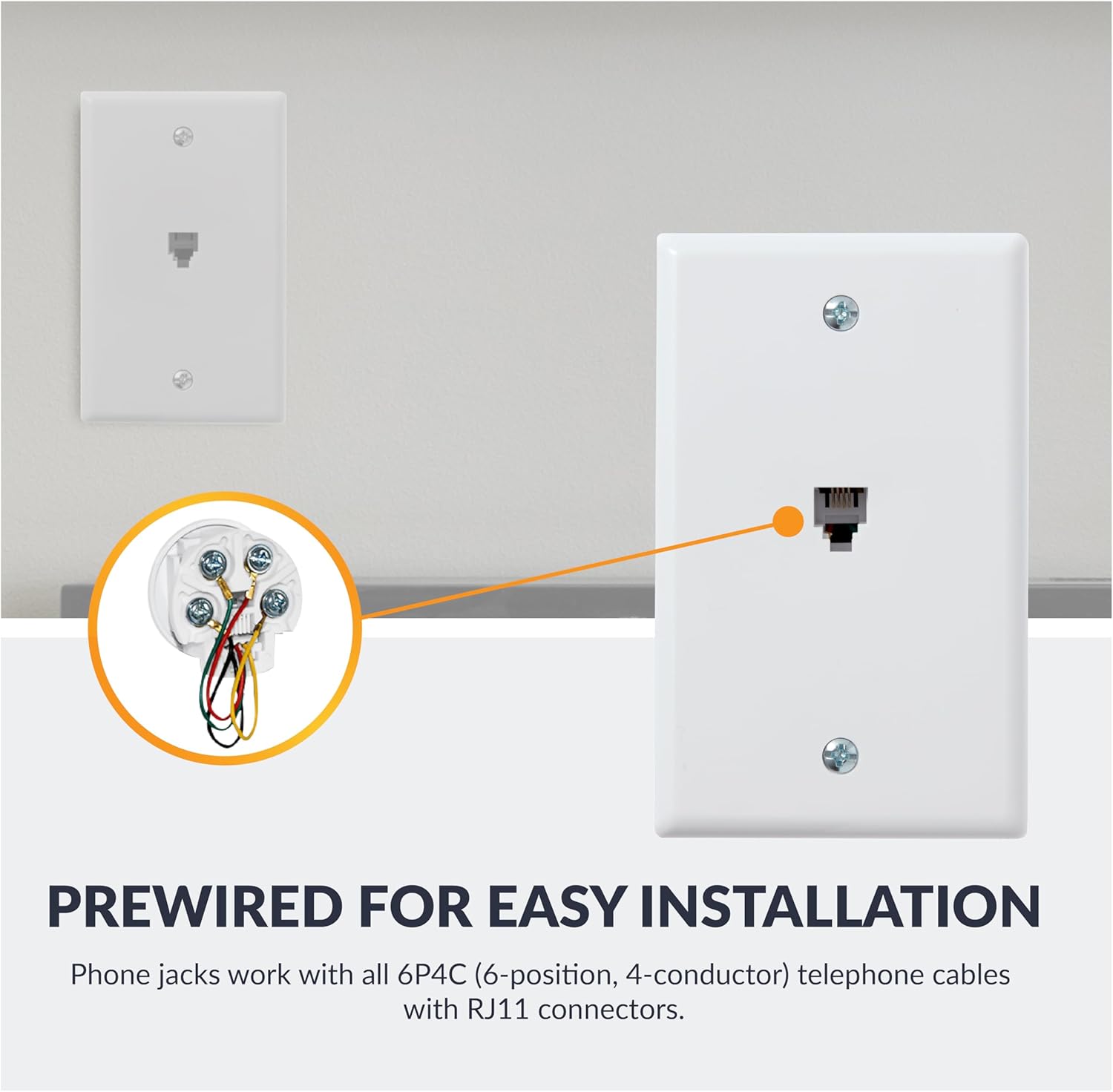 1-Pack White Surface Phone Jack Plate by Newhouse Hardware