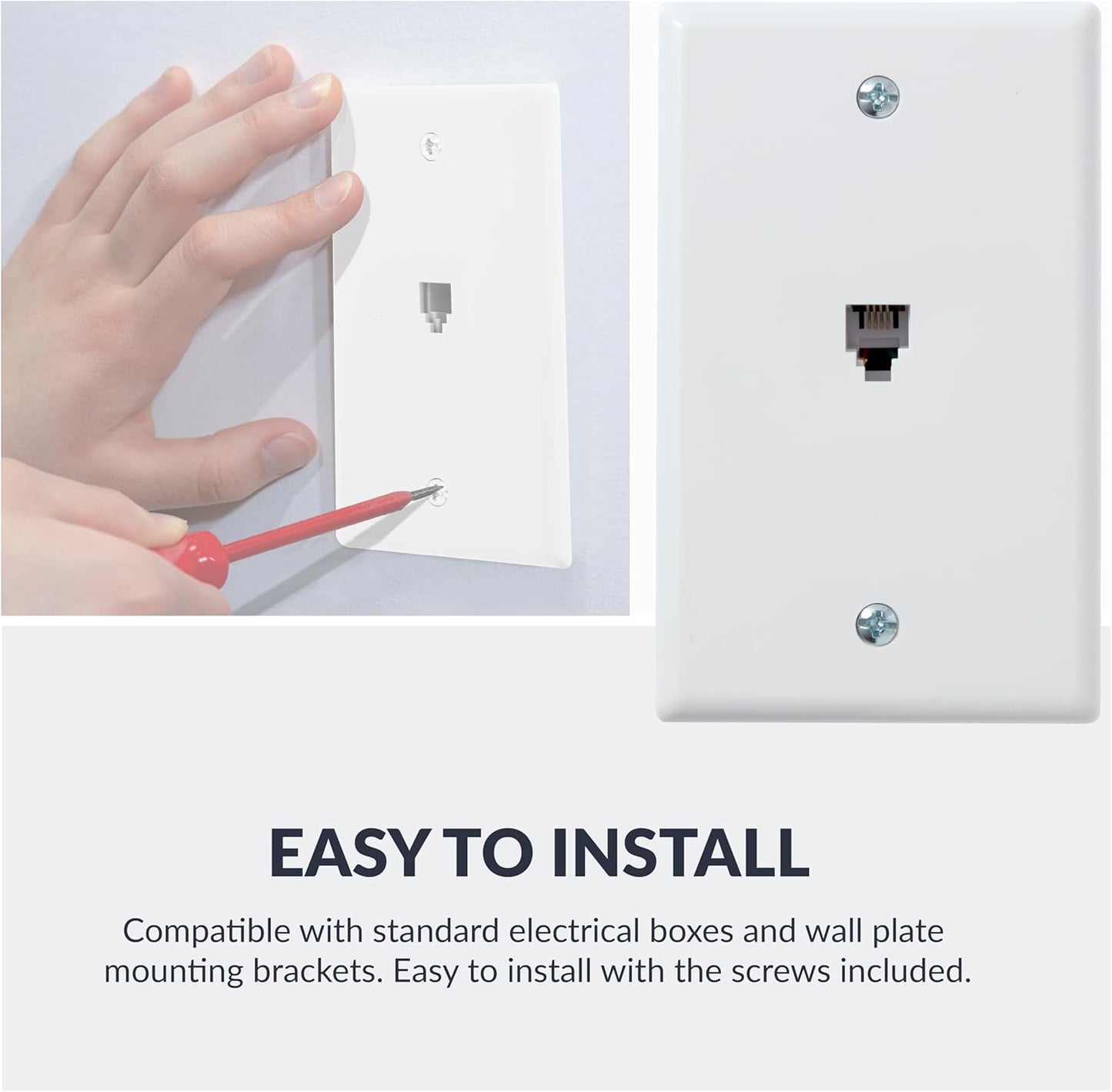 1-Pack White Surface Phone Jack Plate by Newhouse Hardware