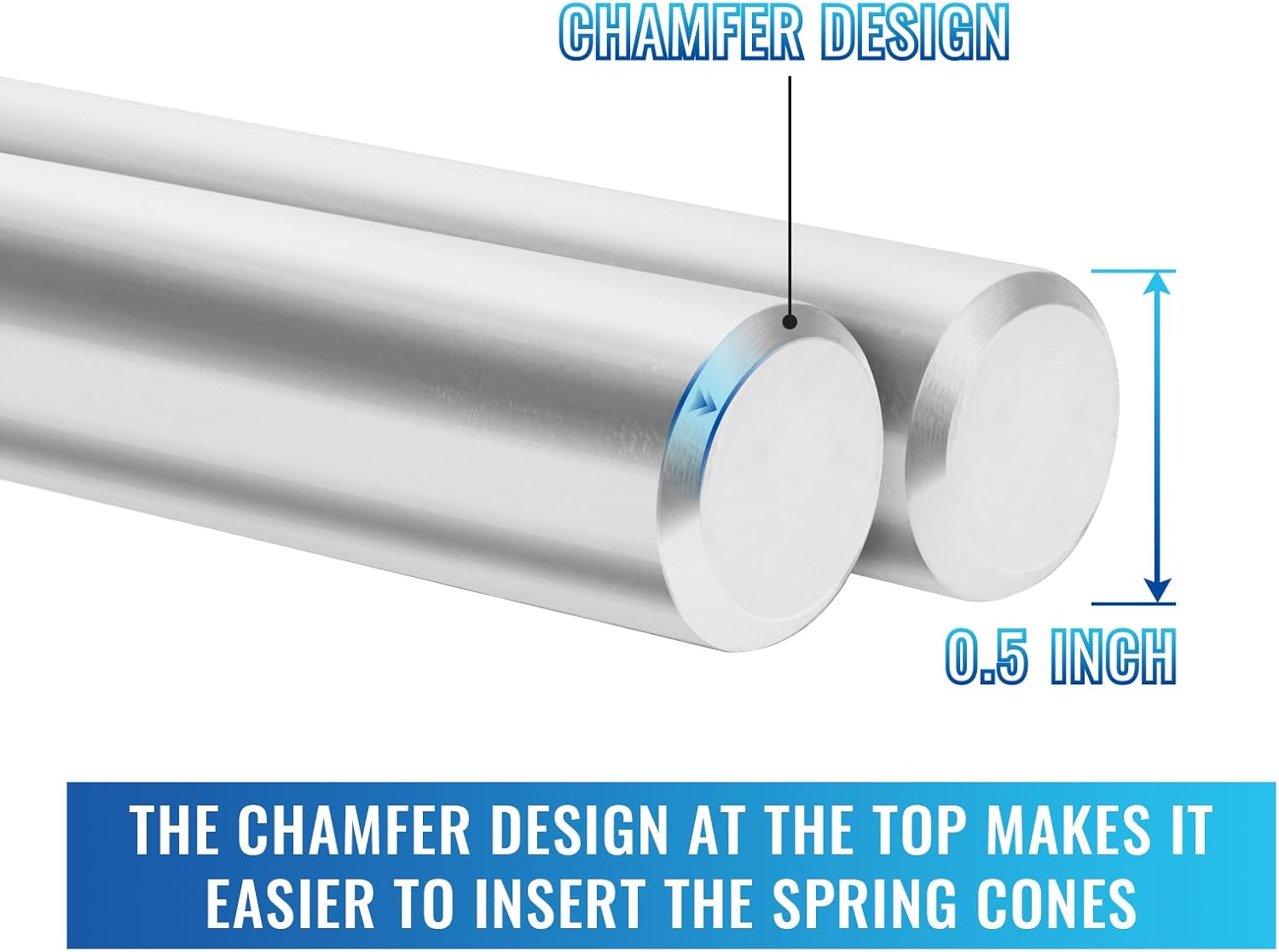 1 Pair 17.2" Non-Slip Handle Torsion Spring Winding Rods, 1/2" Solid Steel Metal Bars for Garage Door Springs