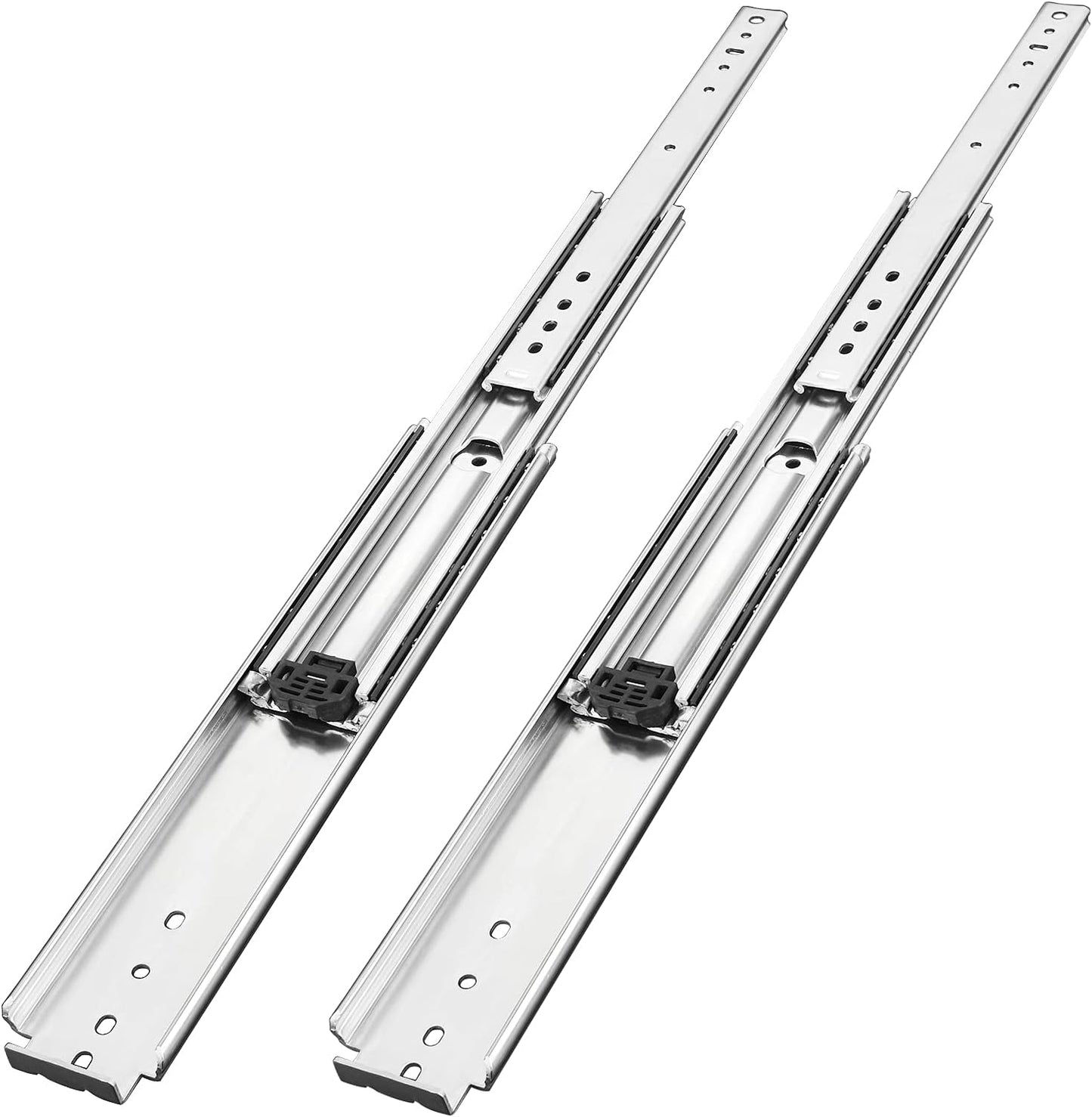 1 Pair of 40 Inch Heavy Duty Drawer Slides - 500 Lb Capacity, Side Mount Full Extension, Stainless Steel Rails with Screws - Industrial DIY