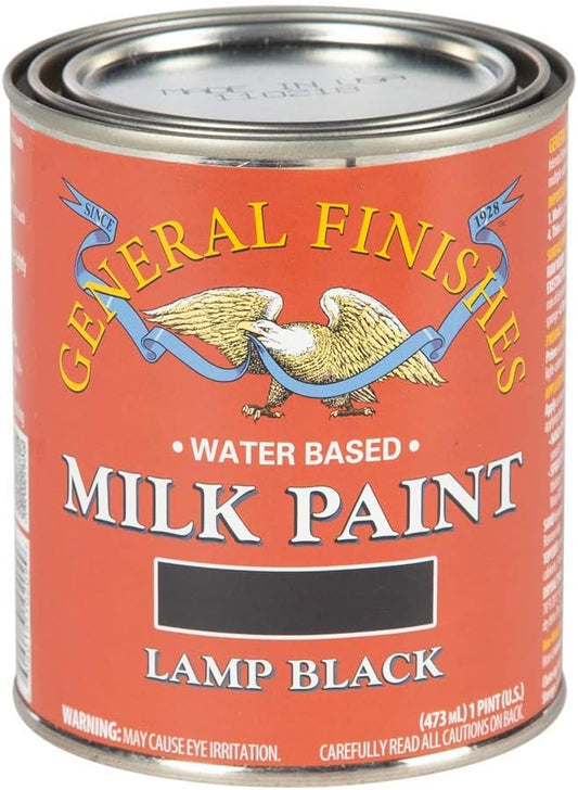 1 Pint General Finishes Lamp Black Water Based Milk Paint