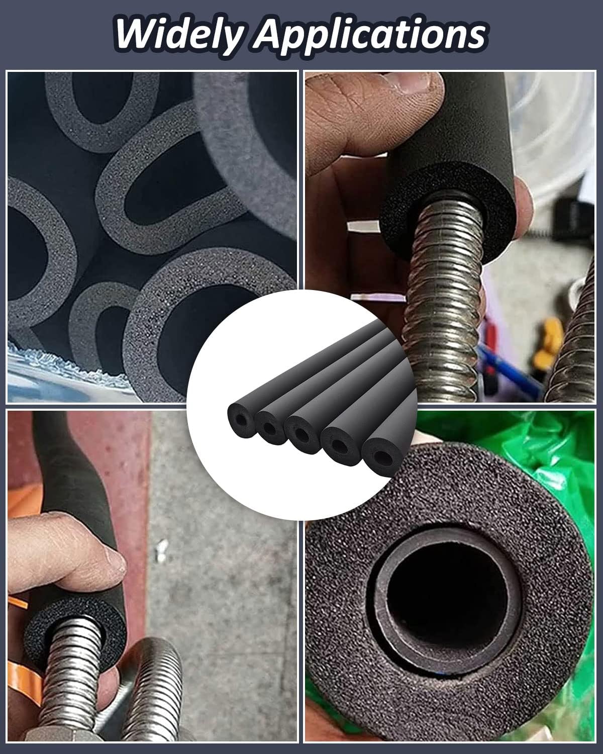 1" Pipe Insulation Foam Tube for AC Unit, Guitar Stands, Exercise Machine - 6Ft - 1" ID 1-13/32" OD - ALLWIN Foam Tubing