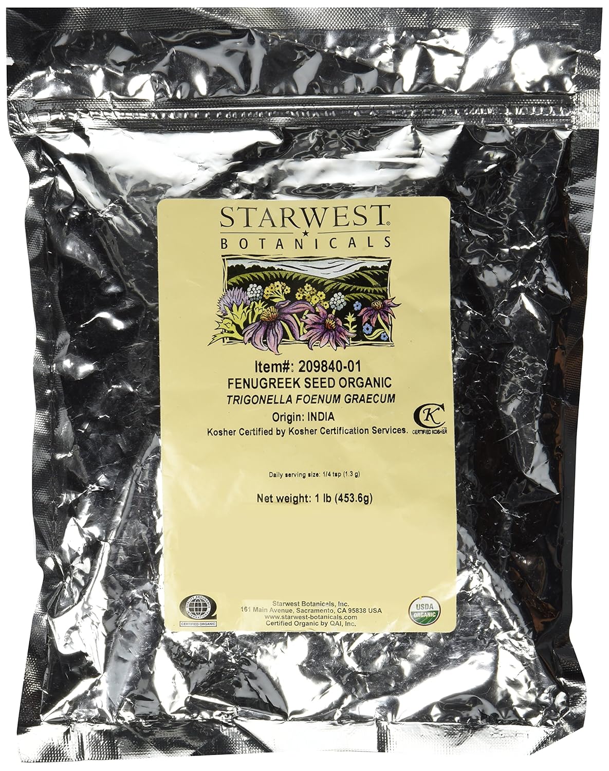 1 Pound Bulk Organic Whole Fenugreek Seed by Starwest Botanicals - Premium Spice