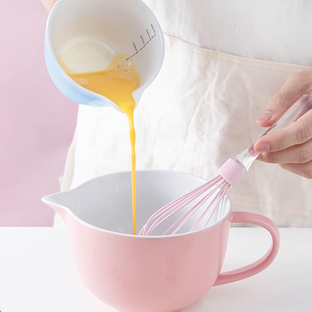 1 Quart Gaolinci Simple Solid Color Ceramic Mixing Bowl with Pouring Spout and Handle