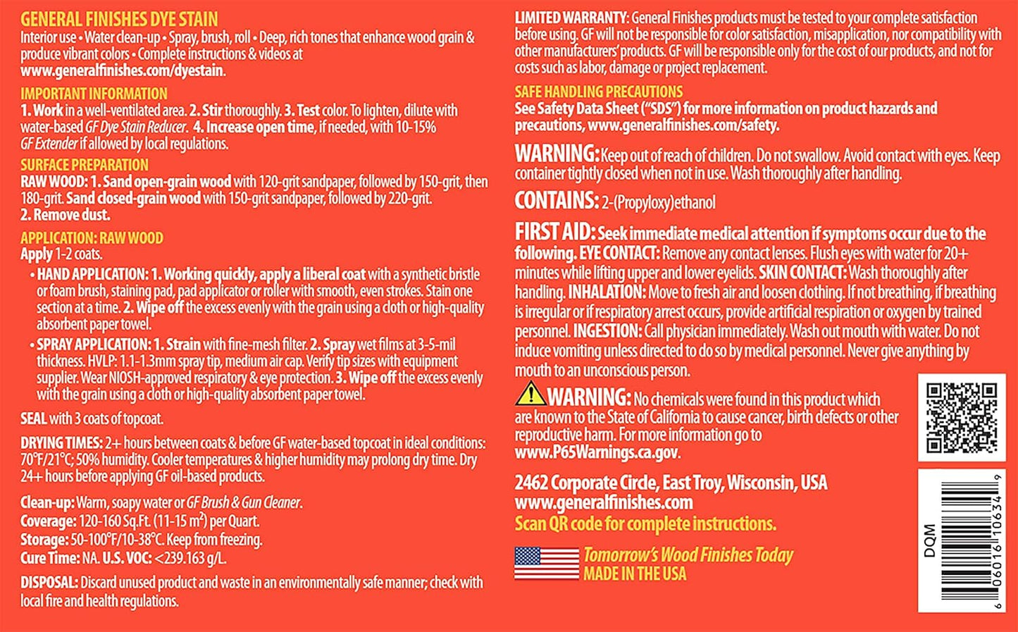 1 Quart Medium Brown Water Based Dye by General Finishes