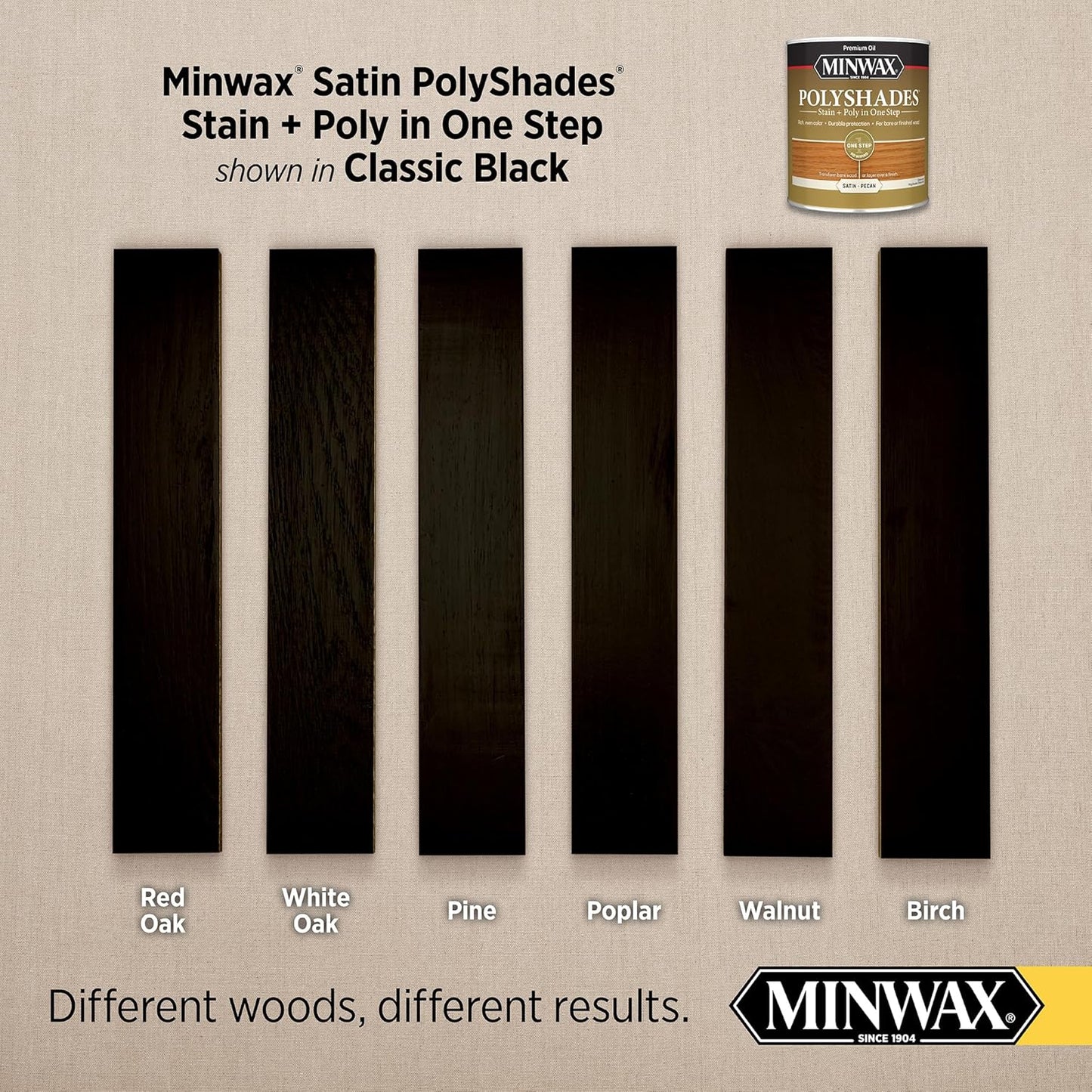 1 Quart Minwax 61395 Classic Black PolyShades Wood Stain and Polyurethane in Satin Finish