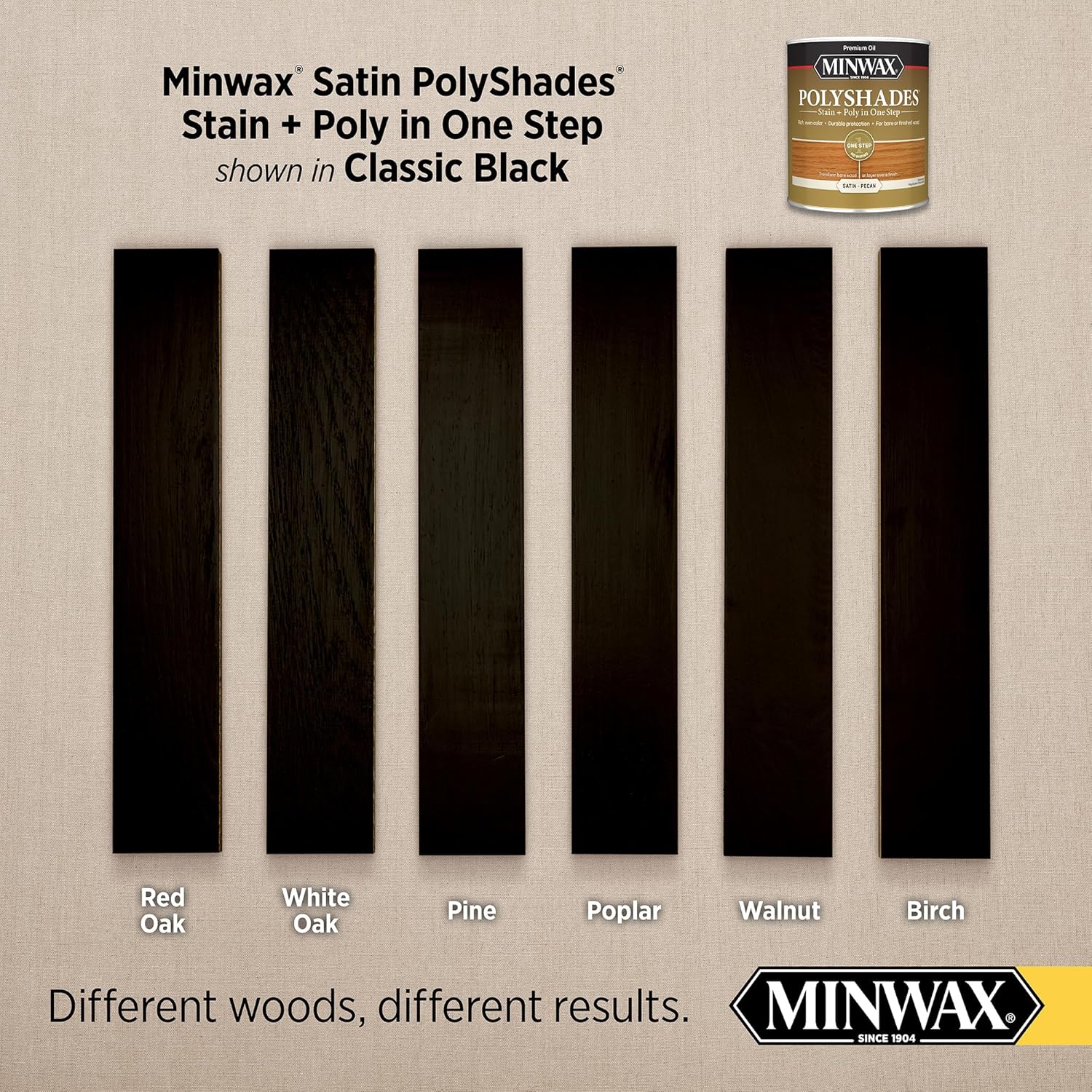 1 Quart Minwax 61395 Classic Black PolyShades Wood Stain and Polyurethane in Satin Finish