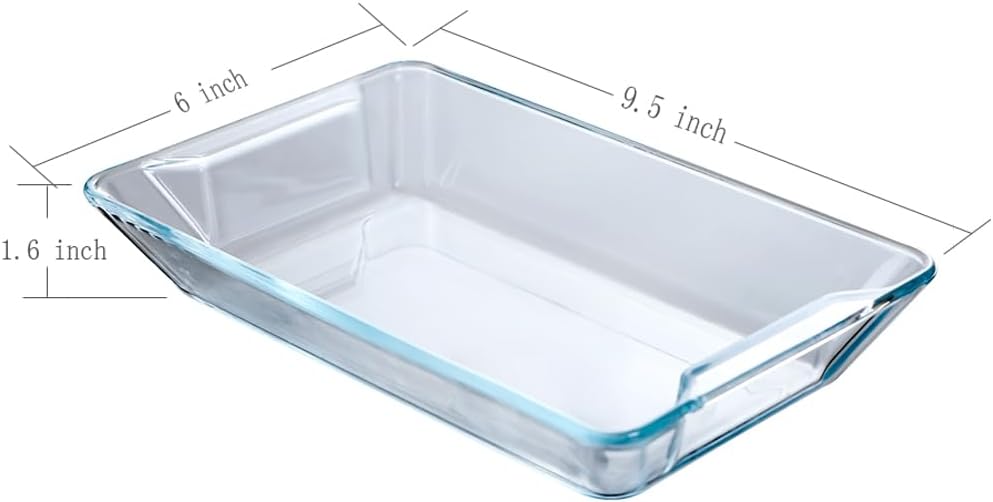 1 Quart Rectangular Tempered Glass Baking Dish with Lid - VIPHIEC Glass Cookware for Baking