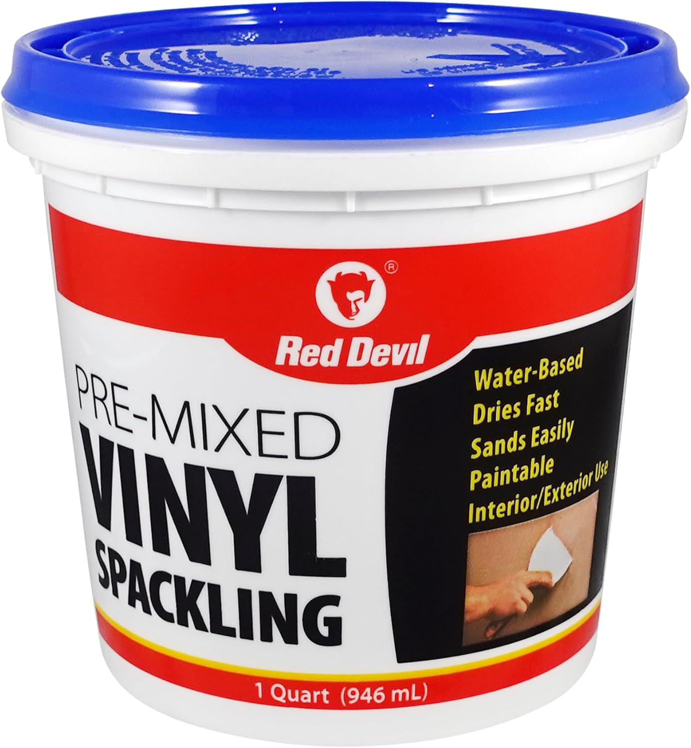 1 Quart Red Devil 0534 White Pre-Mixed Vinyl Spackling for DIY Home Repairs