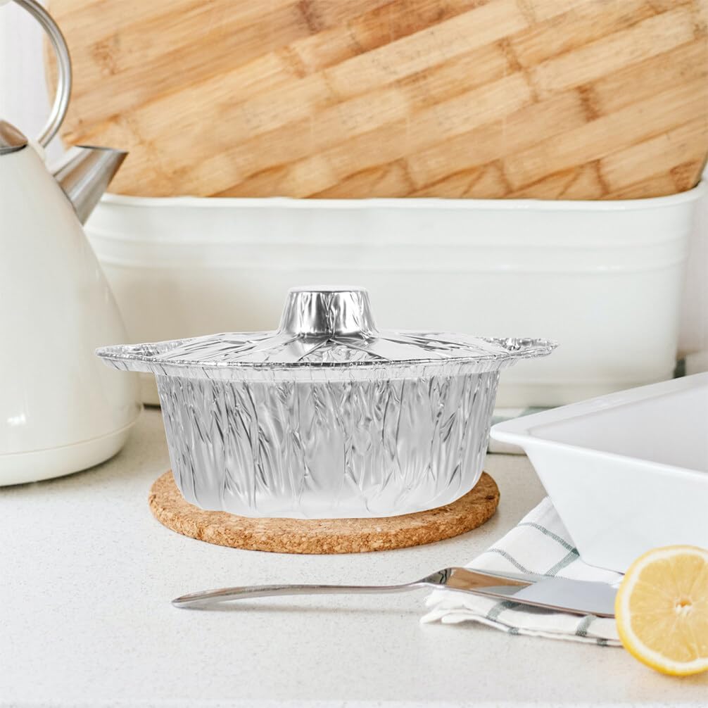 1 Set Aluminum Baking Pans with Foil Box - Round Cake Pan, Grilling Plate, Cookie Container, Cake Baking Dishes - Food Packing Containers Iron for Bakeware