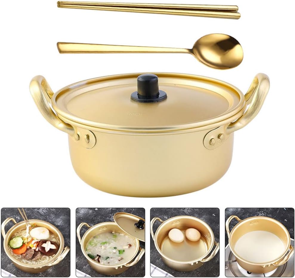 1 Set Instant Noodle Pot Household Cookware Soup Pot Korean Noodle Pot Aluminum Stock Pot Ramen Pot