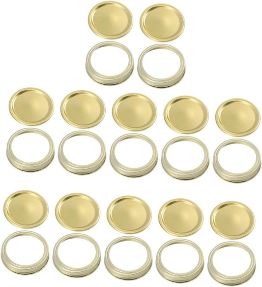1 Set of Regular Mouth Tinplate Canning Lids for Mason Jars - Sealing Caps for Ball Jars - Stainless Steel Golden Jar Lids