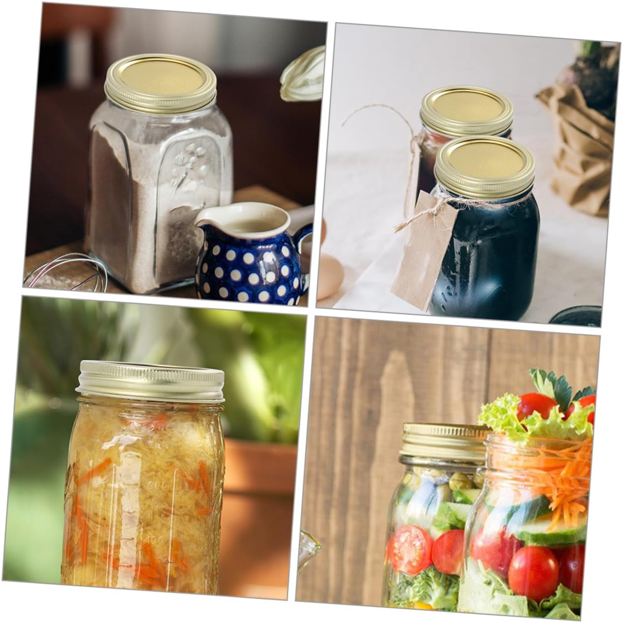 1 Set of Regular Mouth Tinplate Canning Lids for Mason Jars - Sealing Caps for Ball Jars - Stainless Steel Golden Jar Lids