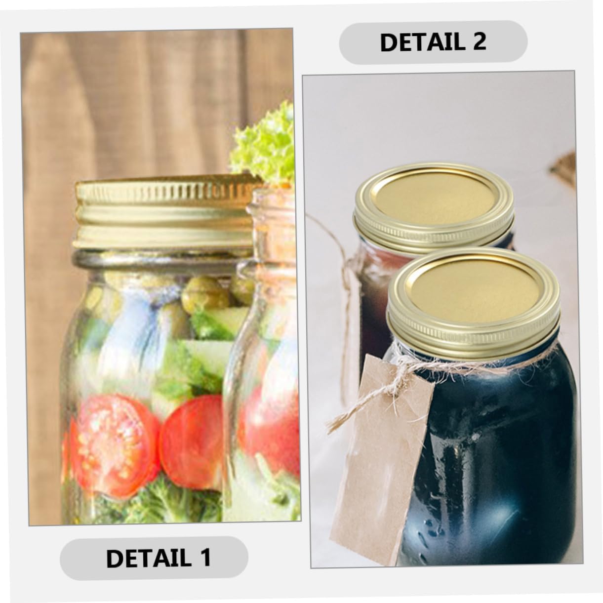 1 Set of Regular Mouth Tinplate Canning Lids for Mason Jars - Sealing Caps for Ball Jars - Stainless Steel Golden Jar Lids