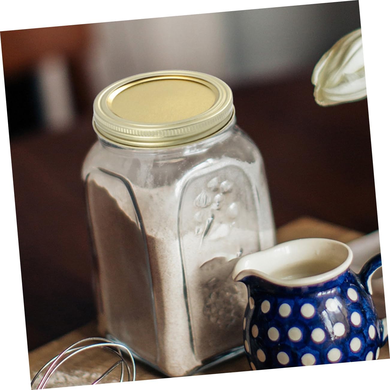 1 Set of Regular Mouth Tinplate Canning Lids for Mason Jars - Sealing Caps for Ball Jars - Stainless Steel Golden Jar Lids