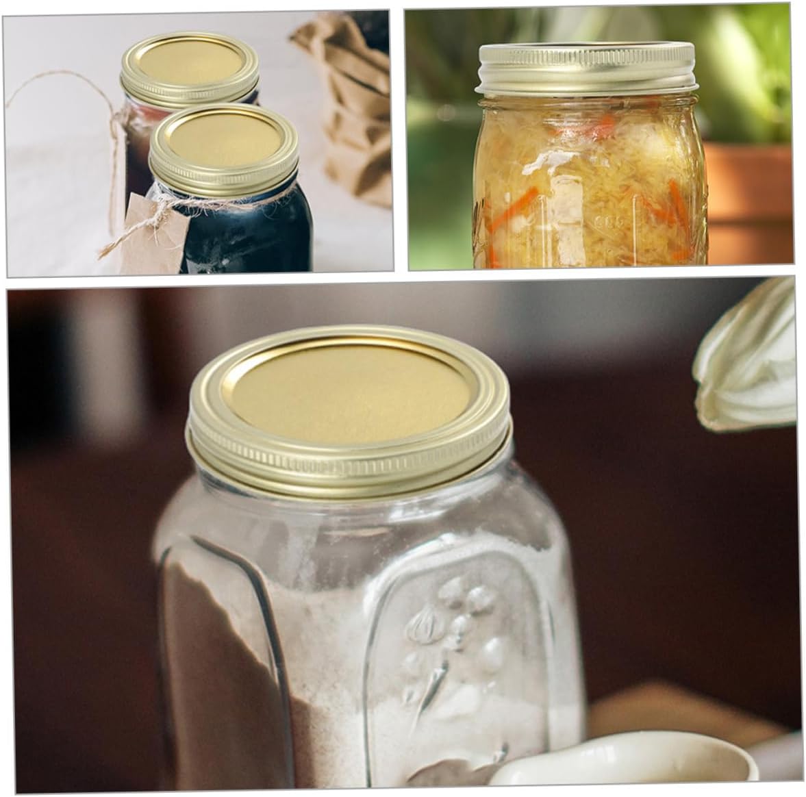 1 Set of Regular Mouth Tinplate Canning Lids for Mason Jars - Sealing Caps for Ball Jars - Stainless Steel Golden Jar Lids