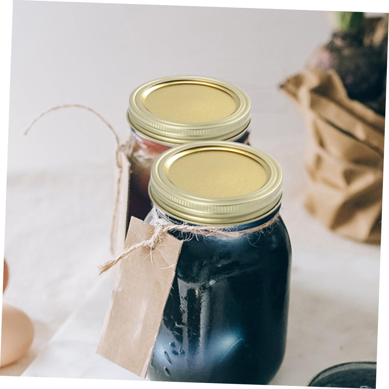 1 Set of Regular Mouth Tinplate Canning Lids for Mason Jars - Sealing Caps for Ball Jars - Stainless Steel Golden Jar Lids