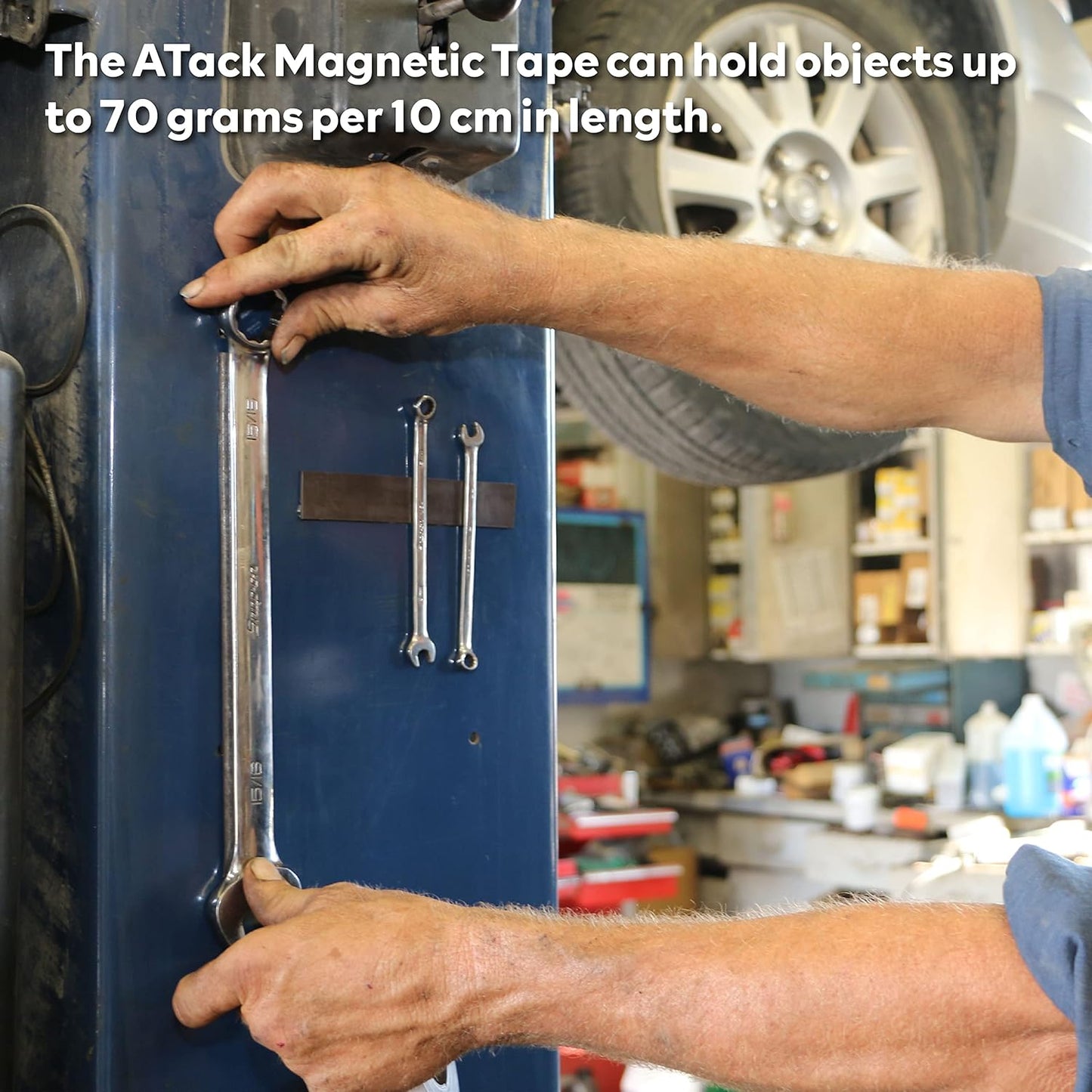 1" x 10' Magnetic Tape Roll with Adhesive Backing - Heavy Duty Thin Magnet Strip for Tools, Shower Doors, Walls, Crafts