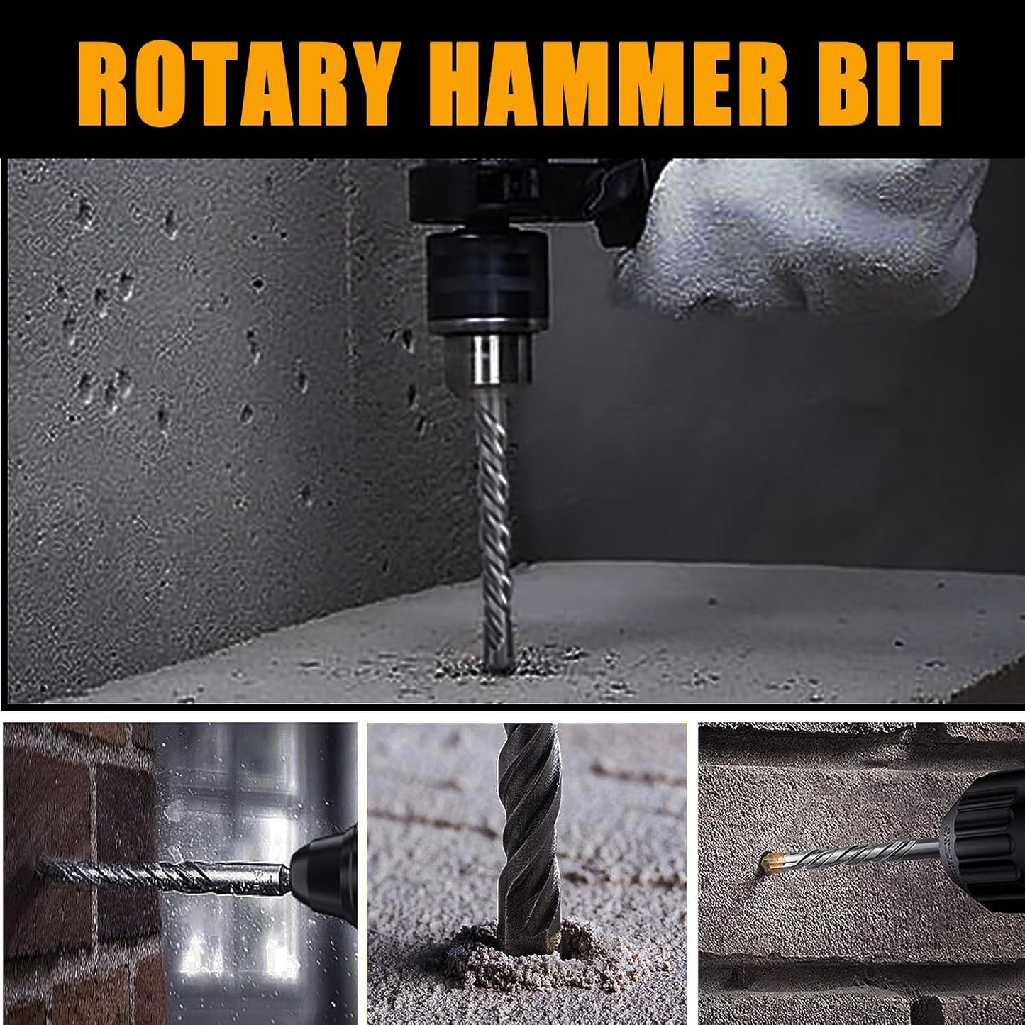 1" x 18" GUICGOC SDS Plus Rotary Hammer Drill Bit for Concrete, Brick, Cement, Stone - 18" Length, 1" Diameter