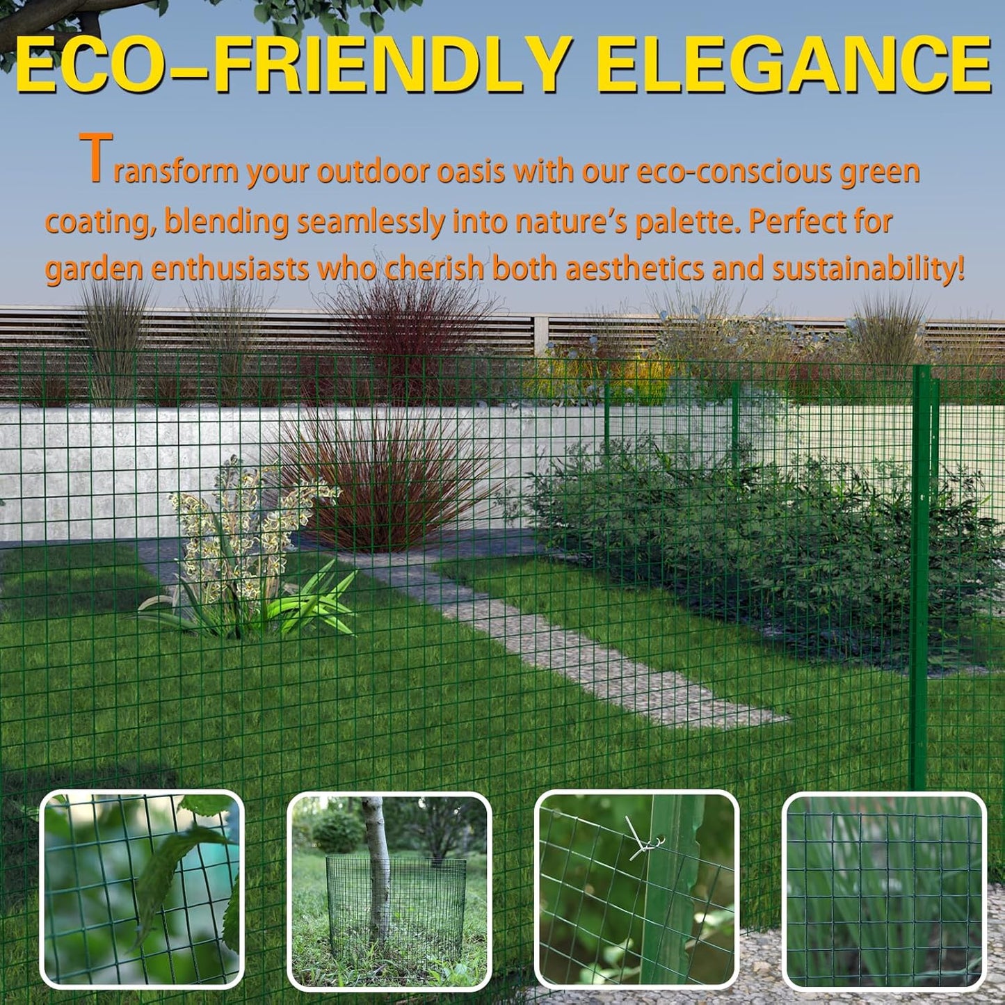 1' x 24in x 100ft Green PVC Coated Hardware Cloth Chicken Wire Mesh Fence for Garden, Snake/ Raccoon/ Fox Prevention & Poultry Netting