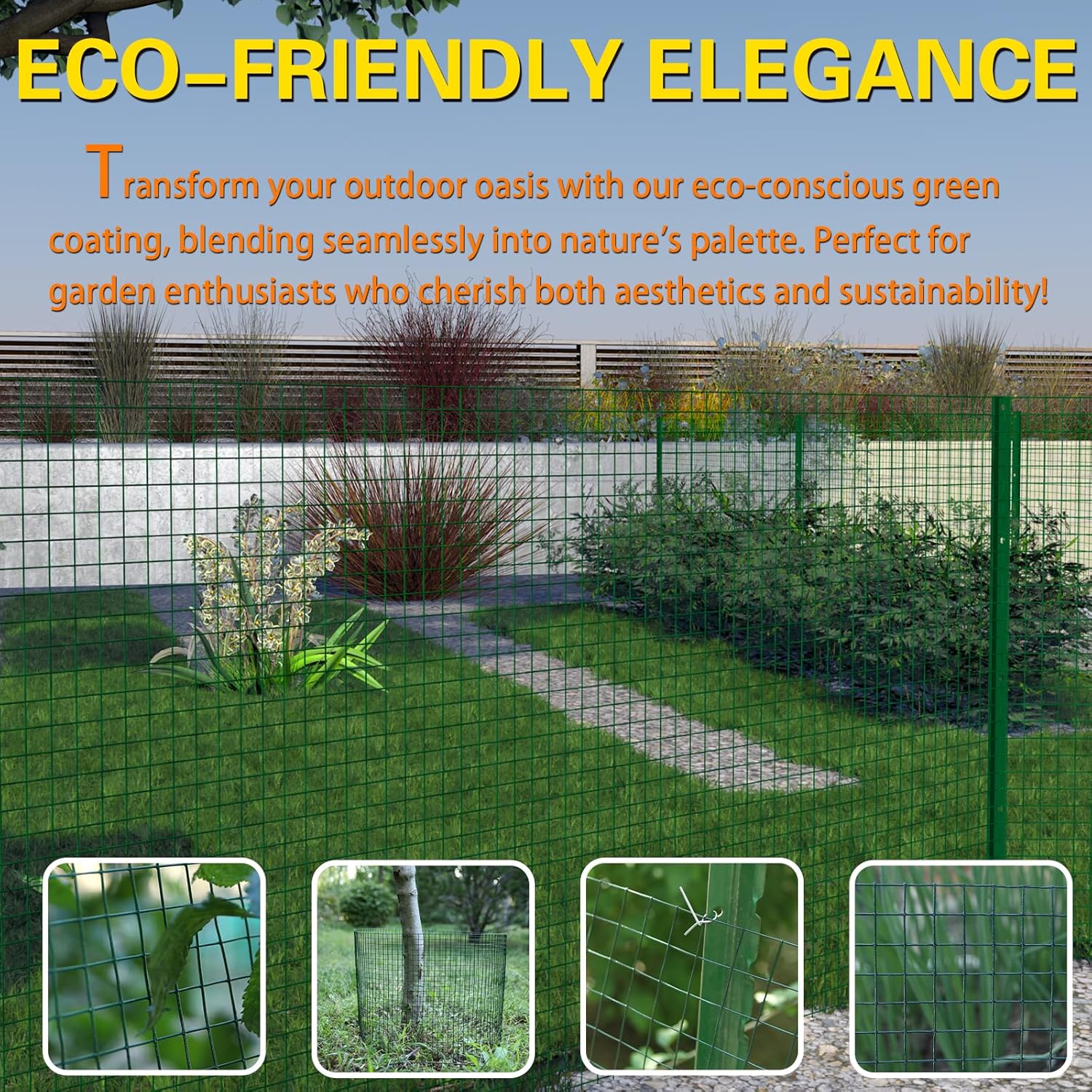 1' x 24in x 100ft Green PVC Coated Hardware Cloth Chicken Wire Mesh Fence for Garden, Snake/ Raccoon/ Fox Prevention & Poultry Netting