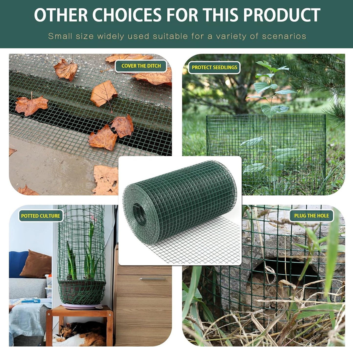 1' x 24in x 100ft Green PVC Coated Hardware Cloth Chicken Wire Mesh Fence for Garden, Snake/ Raccoon/ Fox Prevention & Poultry Netting