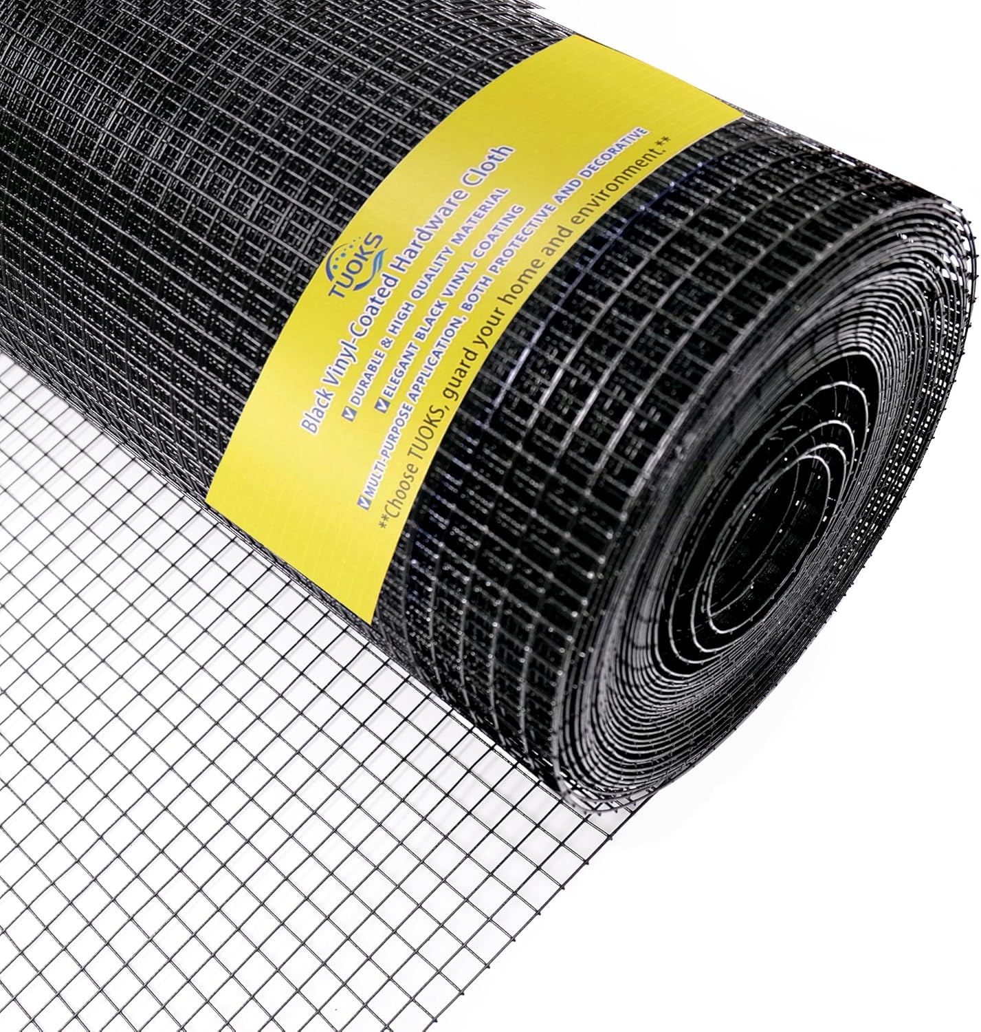 1" x 48" x 100' 16-Gauge Black Vinyl Coated Welded Wire Fence Mesh Roll - Ideal for Garden, Poultry, and Rodent Protection
