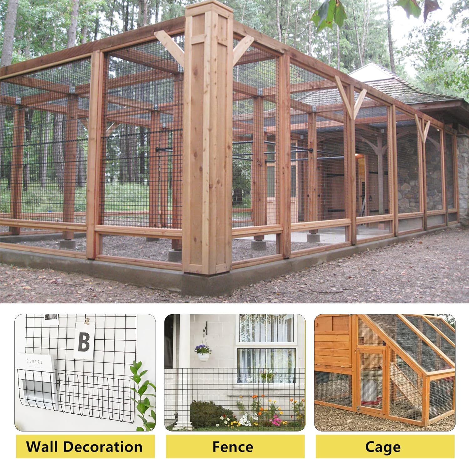 1" x 48" x 100' 16-Gauge Black Vinyl Coated Welded Wire Fence Mesh Roll - Ideal for Garden, Poultry, and Rodent Protection