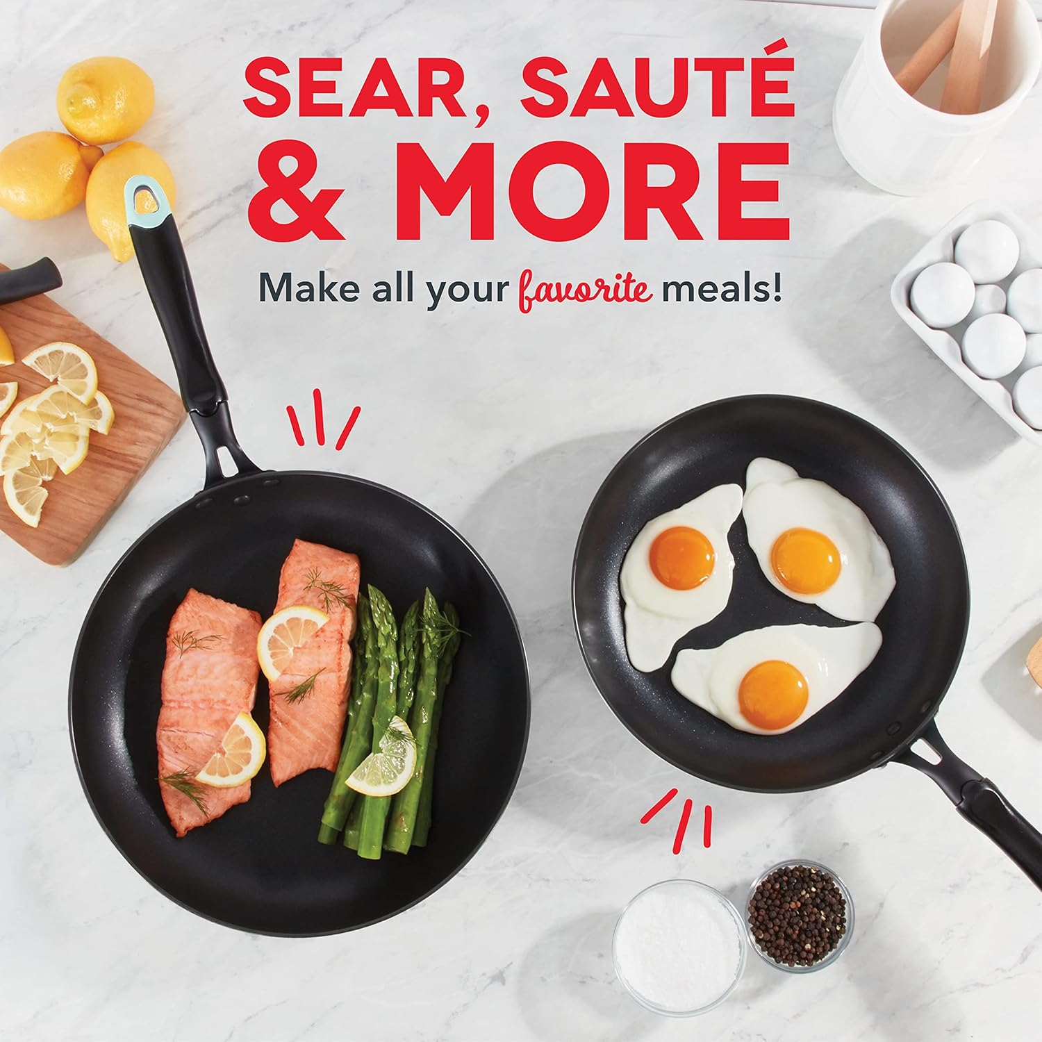 10 and 12 Inch DASH Nonstick Hard Anodized Fry Pan Set - Cookware Kit for Home Cooking