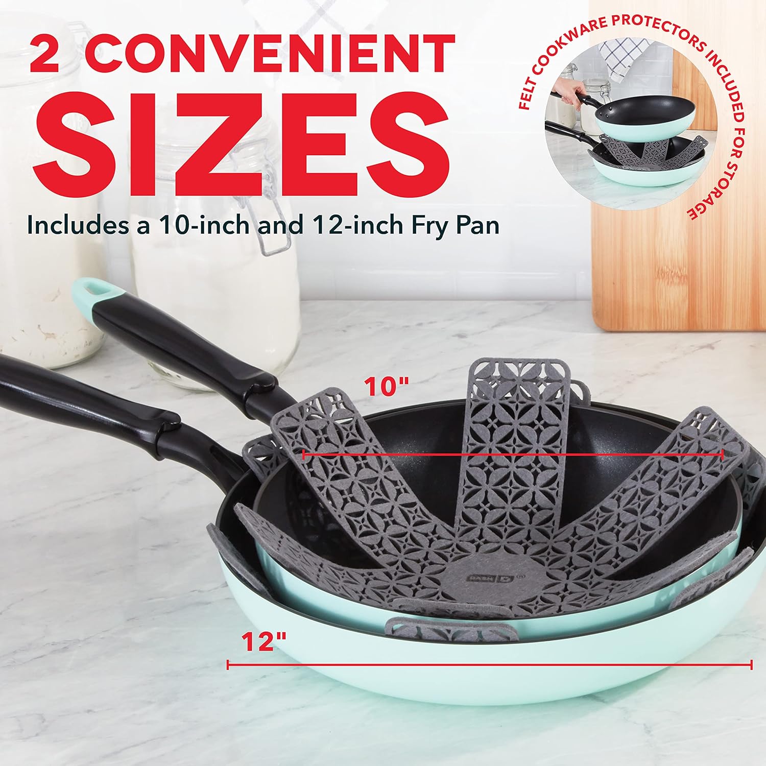 10 and 12 Inch DASH Nonstick Hard Anodized Fry Pan Set - Cookware Kit for Home Cooking
