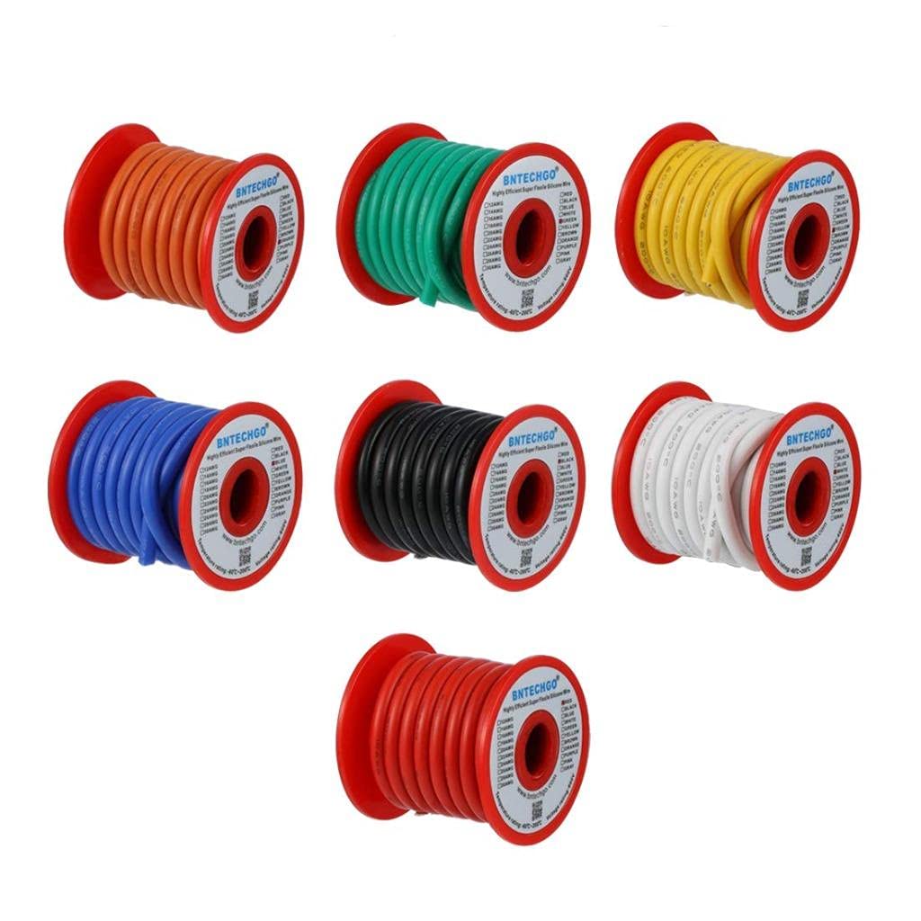 10 AWG Silicone Wire Kit - 70 ft Total, 7 Colors, Flexible Stranded Tinned Copper - BNTECHGO