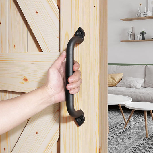 10" Black Iron Barn Door Handle, Easy to Install Sliding Door Pull by EaseLife
