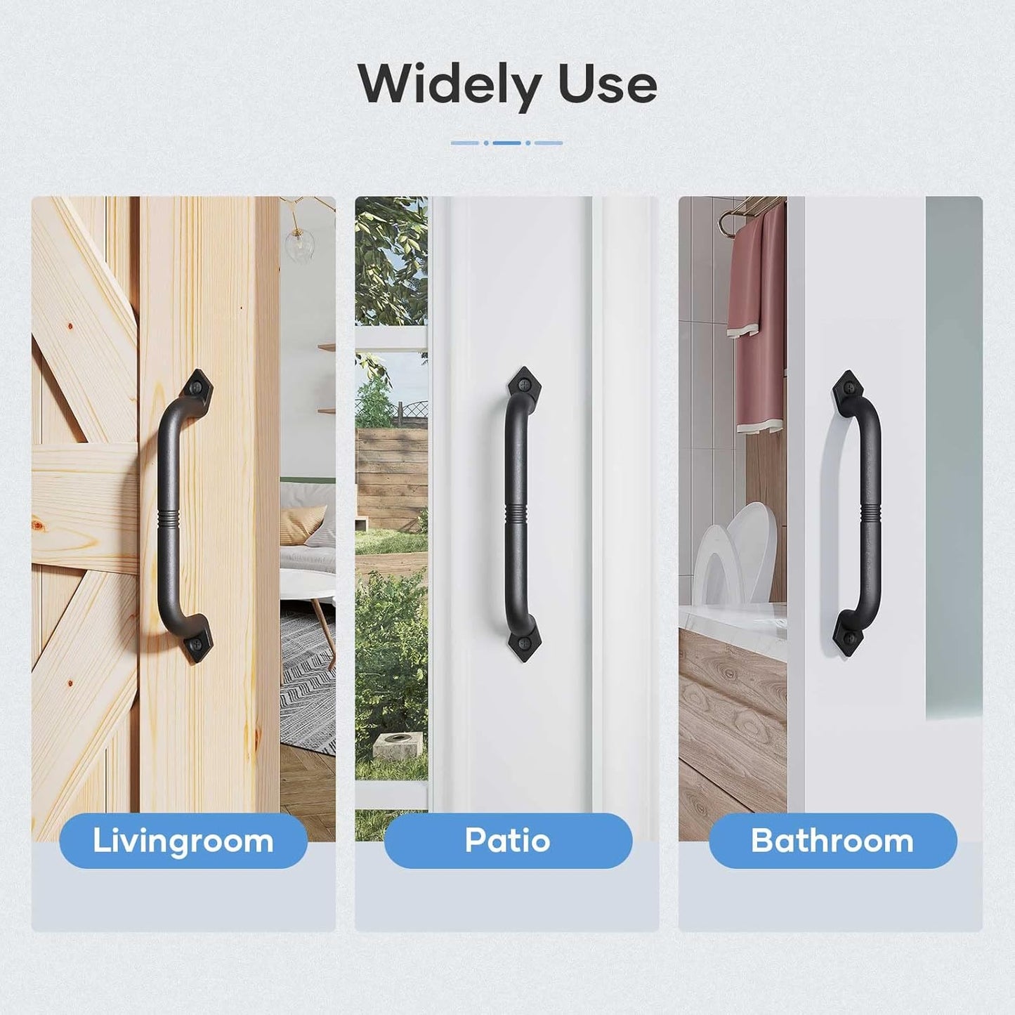 10" Black Iron Barn Door Handle, Easy to Install Sliding Door Pull by EaseLife