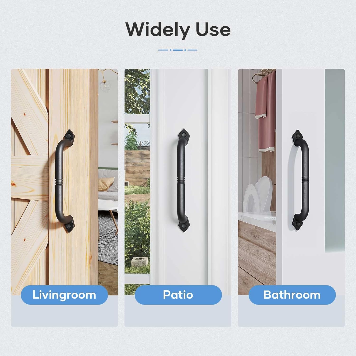10" Black Iron Barn Door Handle, Easy to Install Sliding Door Pull by EaseLife