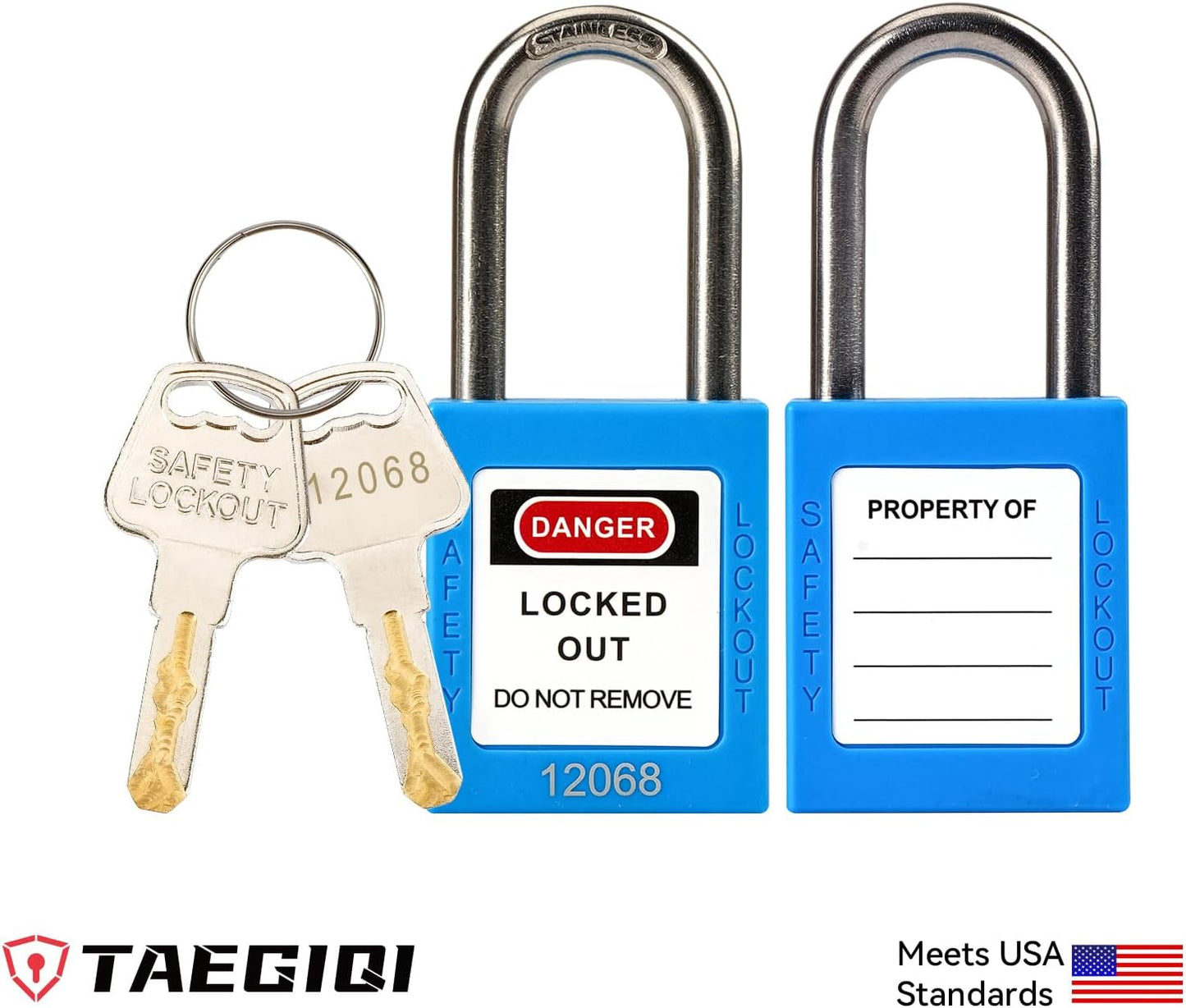 10 Blue Keyed Different Safety Padlocks for Lockout Tagout Kit - OSHA Compliant Locks with 2 Keys - WildKart