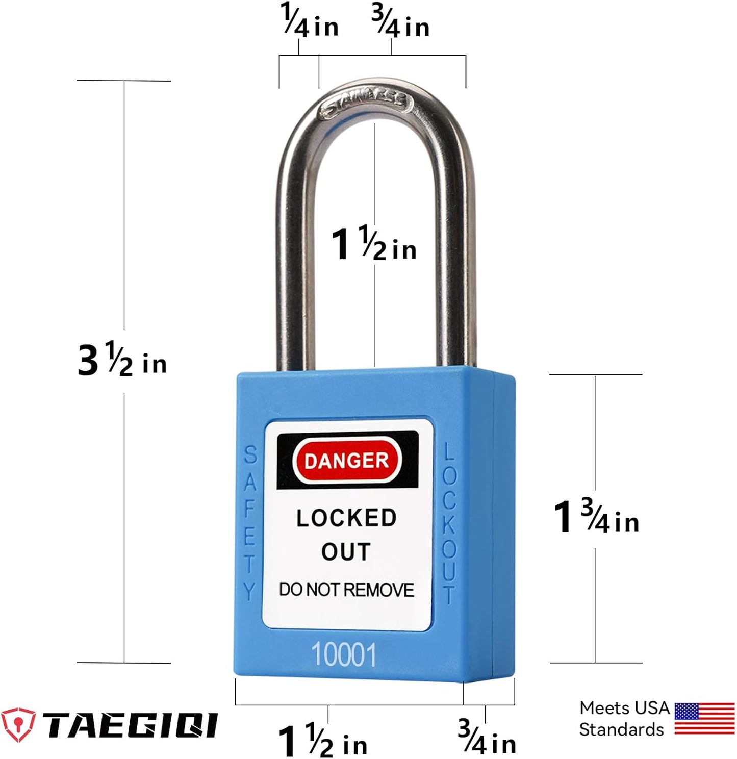 10 Blue Keyed Different Safety Padlocks for Lockout Tagout Kit - OSHA Compliant Locks with 2 Keys - WildKart