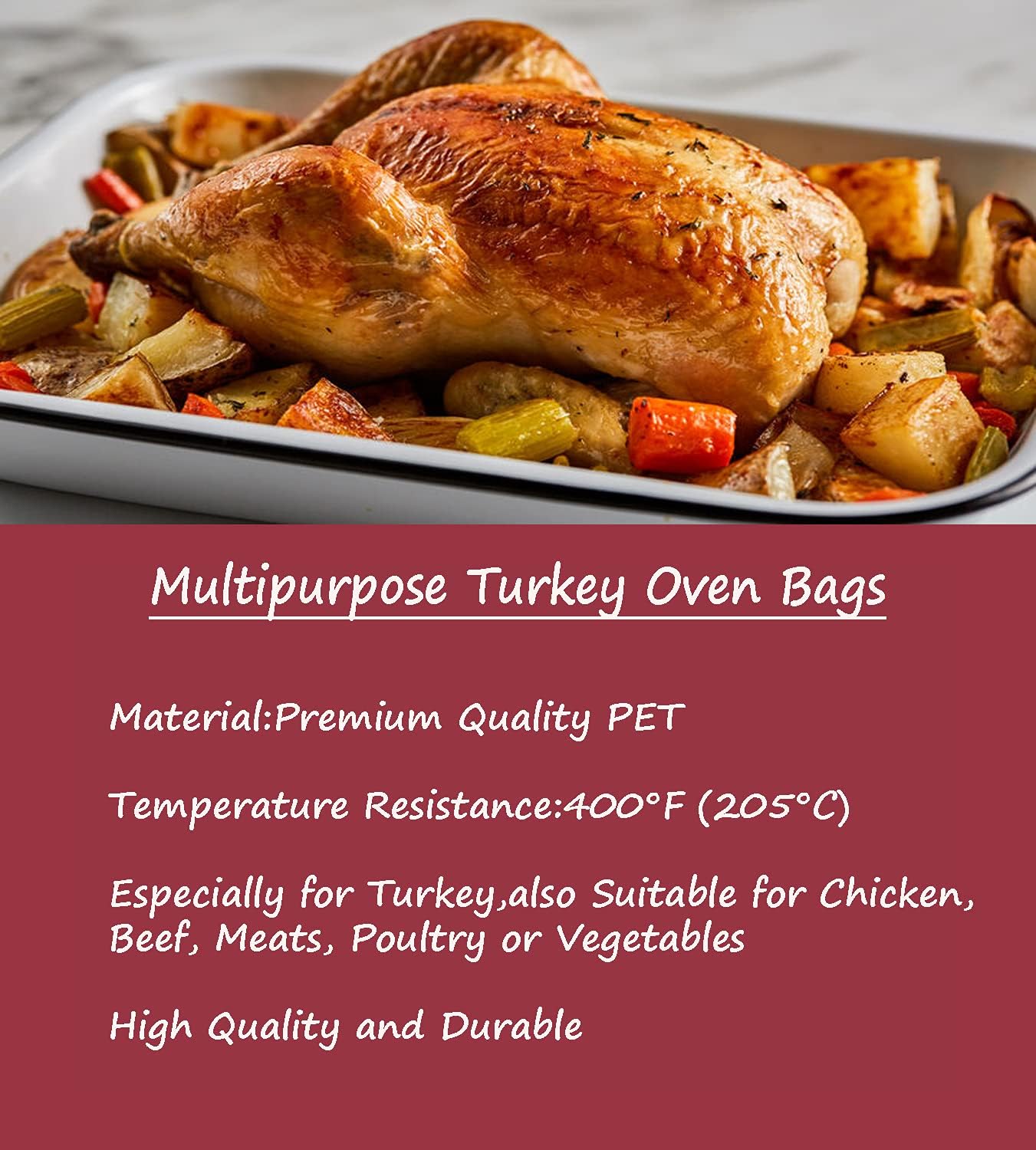 10 Count Large Oven Bags for Thanksgiving Turkey Roasting - Size Turkey Oven Bags by OOFLAYE