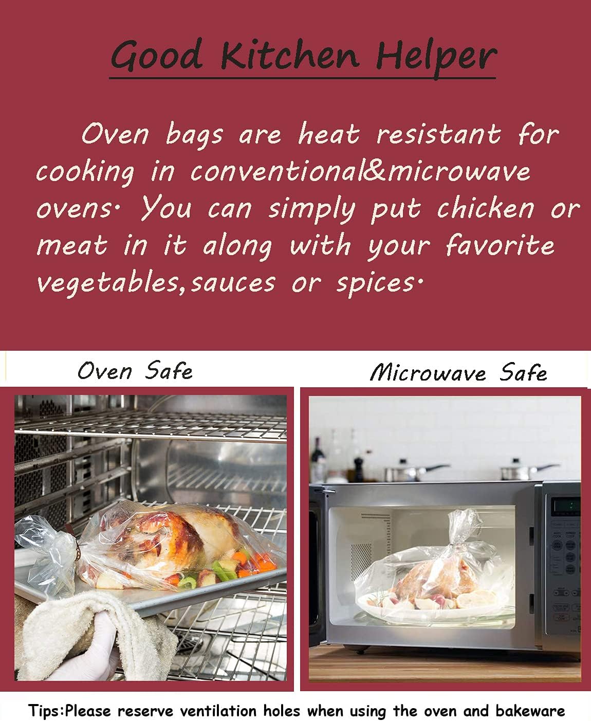 10 Count Large Oven Bags for Thanksgiving Turkey Roasting - Size Turkey Oven Bags by OOFLAYE