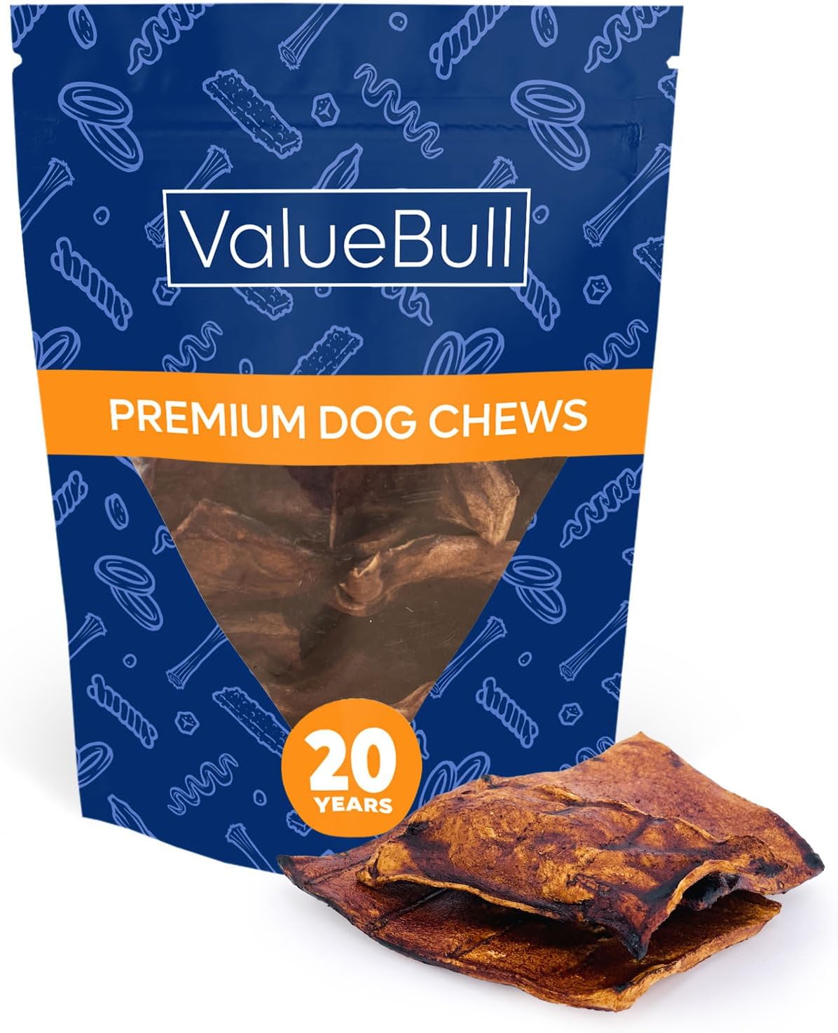 10 Count ValueBull USA Natural Beef Flavor Rawhide Chips - Long Lasting & Chemical Free Beef Hide Snacks