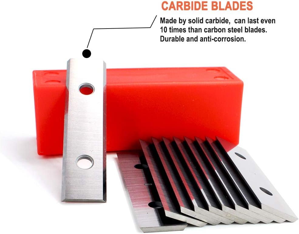 10 Double-Edged Carbide Paint Scraper Blades - 2-3/8" (60mm) Heavy Duty Replacements for TJATSE, Oneida Air, Warner100X Scraper - Remove Paint, Varnish, Wood, Glue
