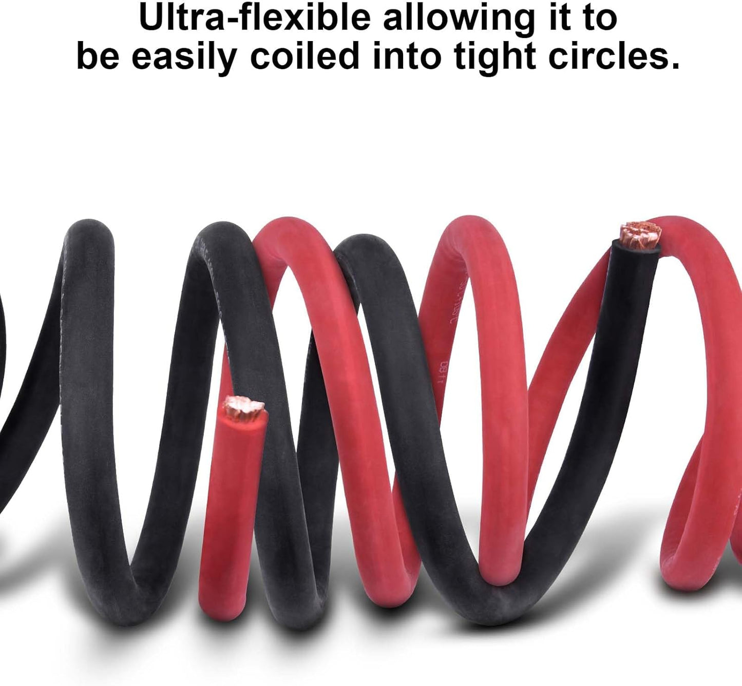10 Feet Black + 10 Feet Red Ultra Flexible Welding Battery Cable Set with Copper Lug Terminal Connectors