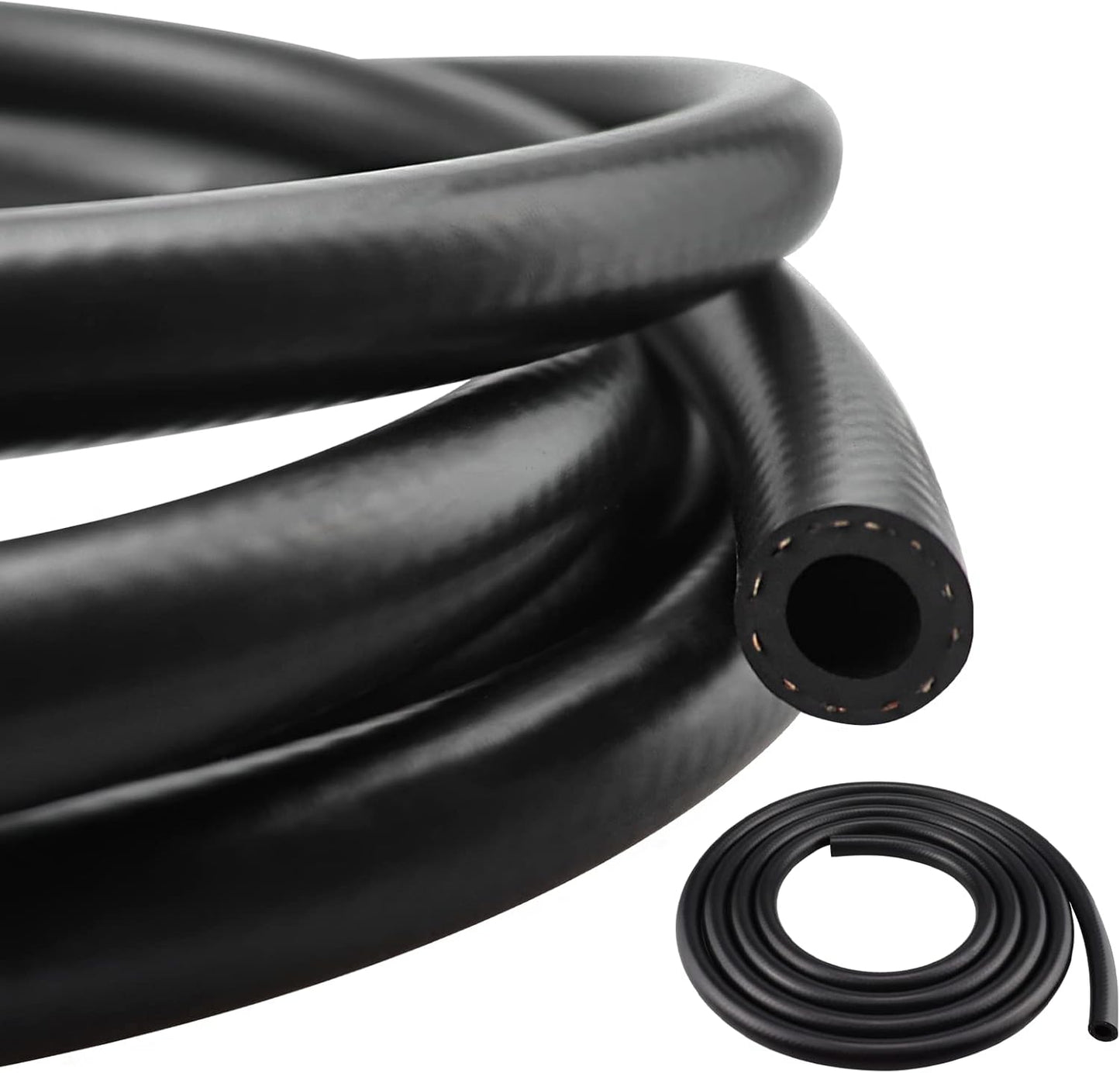 10 Feet LSGCQ Fuel Line Hose, 1/4 Inch ID NBR Rubber Fuel Line for Small Engines - 4AN Push-On