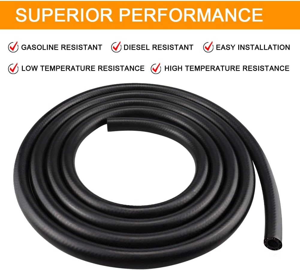 10 Feet LSGCQ Fuel Line Hose, 1/4 Inch ID NBR Rubber Fuel Line for Small Engines - 4AN Push-On